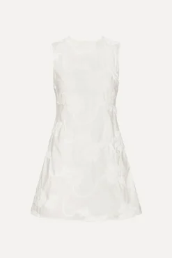 Flower Mini Flared Dress Bright White