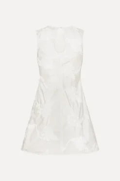 Flower Mini Flared Dress Bright White