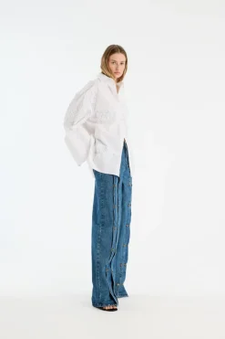 Flower Oversized Shirt Bright White