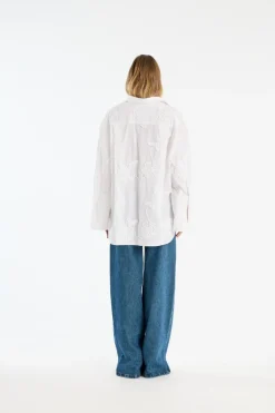 Flower Oversized Shirt Bright White