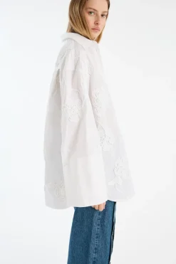Flower Oversized Shirt Bright White