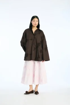 Flower Oversized Shirt Dark Brown