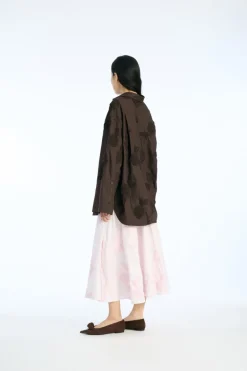 Flower Oversized Shirt Dark Brown