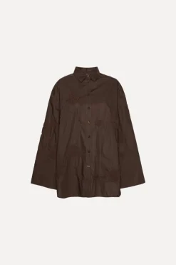 Flower Oversized Shirt Dark Brown