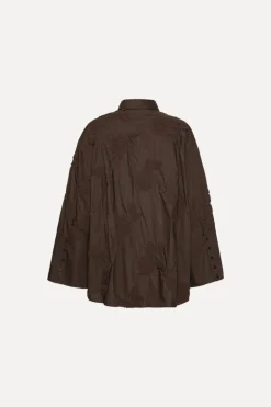 Flower Oversized Shirt Dark Brown