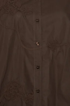 Flower Oversized Shirt Dark Brown