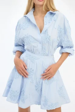 Flower Oversized Shirt Light Bue
