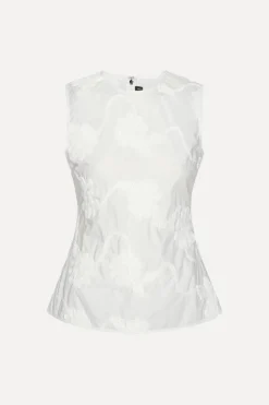 Flower Sleeveless Top Bright White