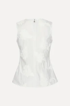 Flower Sleeveless Top Bright White