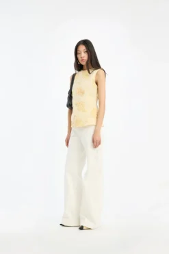 Flower Sleeveless Top Yellow
