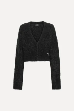 Fluffy Knit Cardigan Black