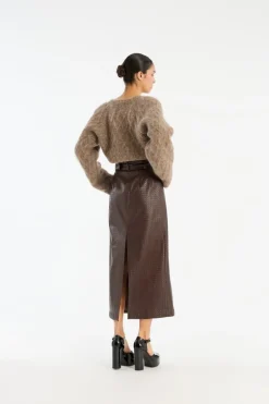 Fluffy Knit Cardigan Brown