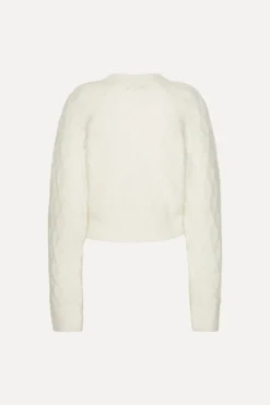 Fluffy Knit Cardigan White