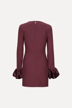 Frill Sleeved Mini Dress Burgundy