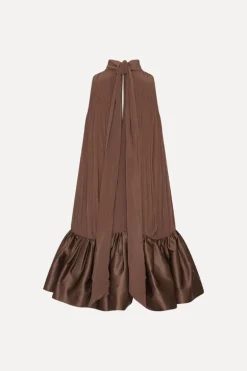Gathered Mini Dress Dark Brown