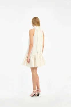 Gathered Mini Dress White
