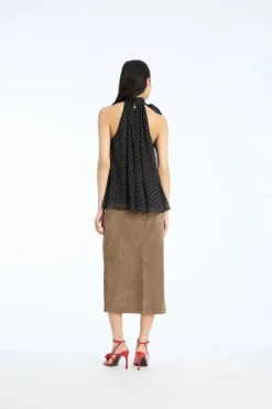 Halterneck Bow Top Black