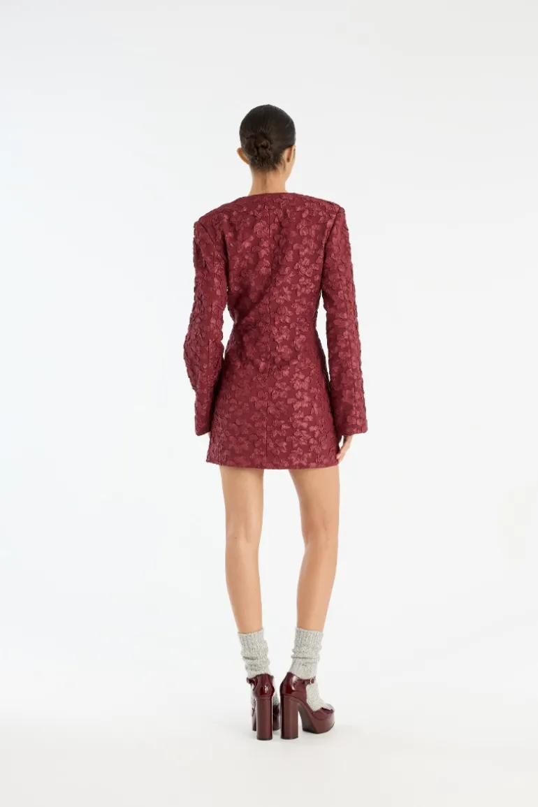Jacquard Blazer Dress Burgundy