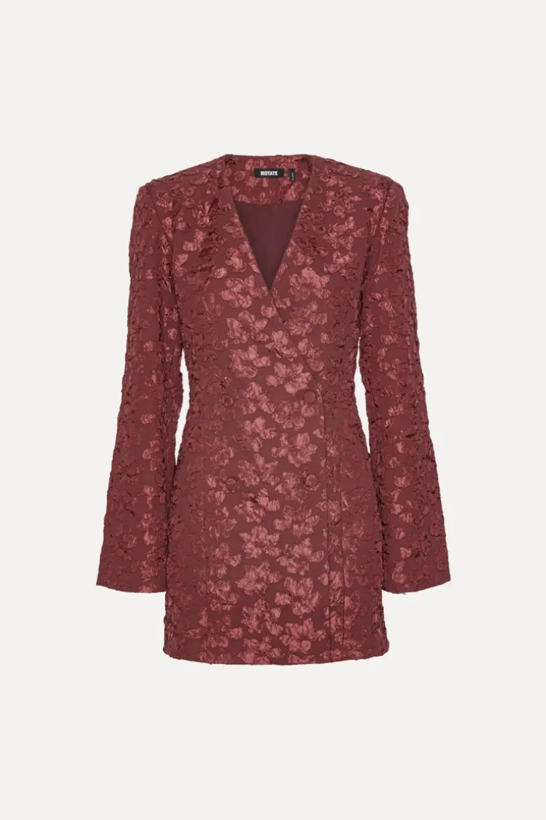 Jacquard Blazer Dress Burgundy