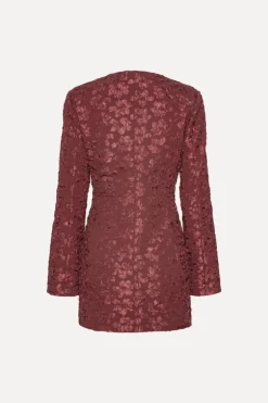 Jacquard Blazer Dress Burgundy
