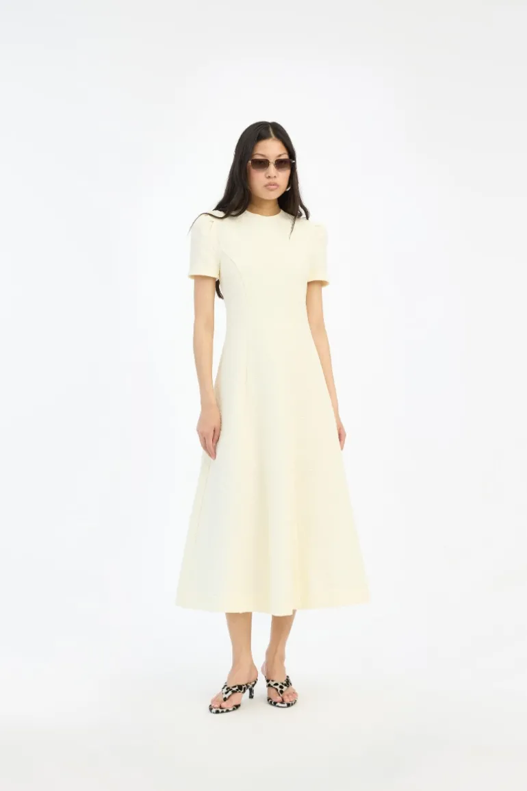 Jacquard Flared Dress Yellow