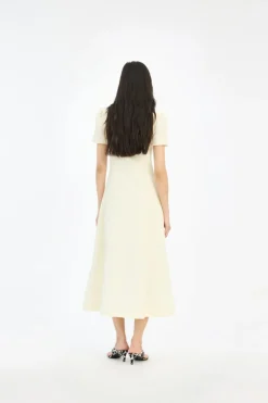 Jacquard Flared Dress Yellow
