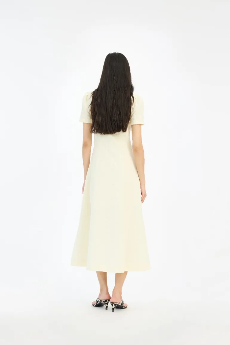 Jacquard Flared Dress Yellow