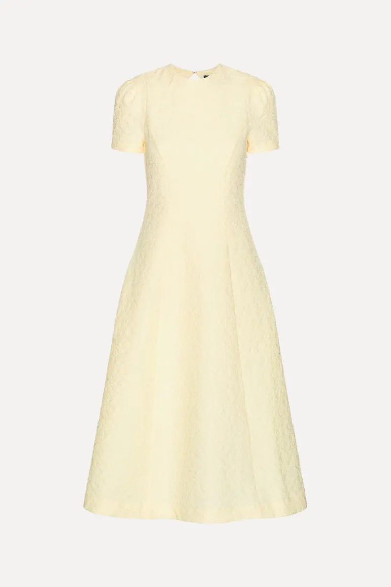 Jacquard Flared Dress Yellow