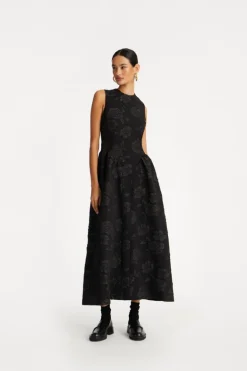 Jacquard Midi Dress Black