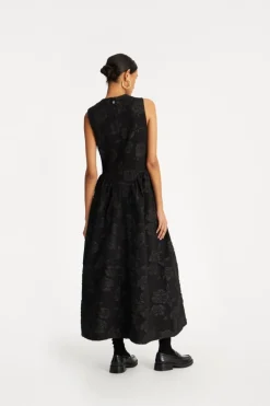 Jacquard Midi Dress Black