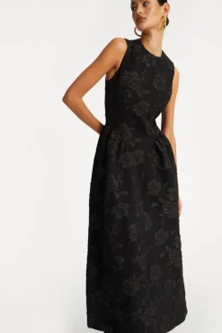 Jacquard Midi Dress Black