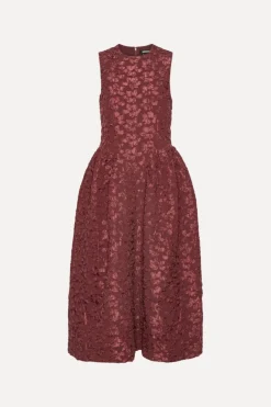 Jacquard Midi Dress Burgundy