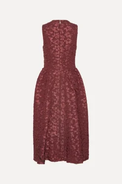 Jacquard Midi Dress Burgundy