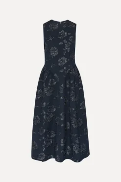 Jacquard Midi Dress Dark Blue