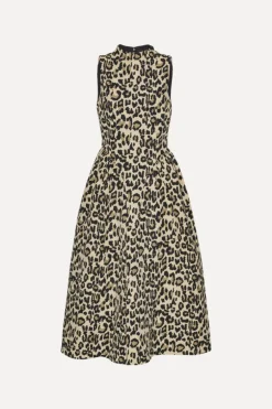 Jacquard Midi Dress Leopard Print