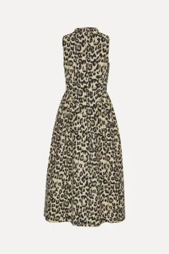 Jacquard Midi Dress Leopard Print