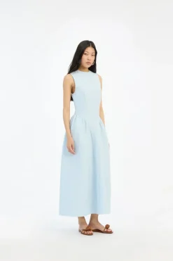 Jacquard Midi Dress Light Blue