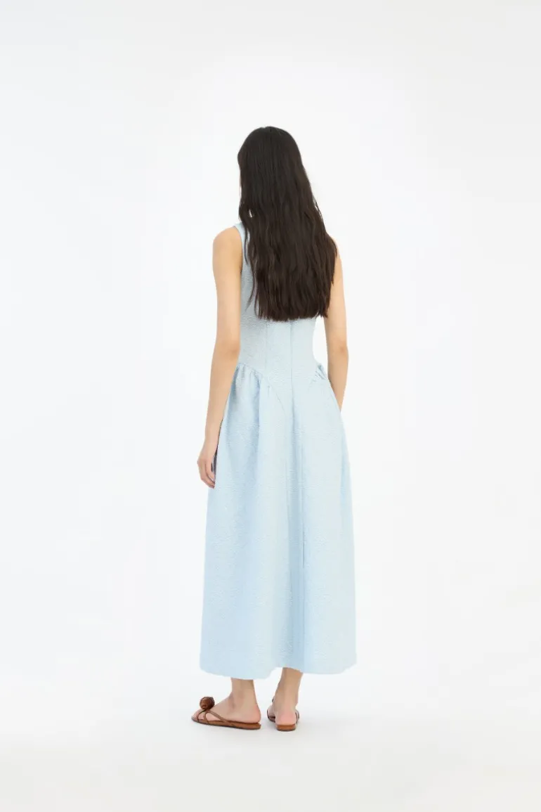 Jacquard Midi Dress Light Blue