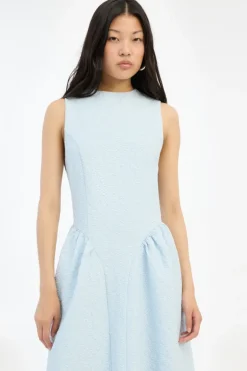 Jacquard Midi Dress Light Blue