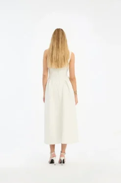 Jacquard Midi Dress White