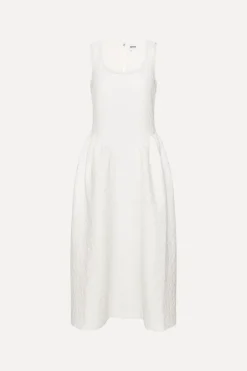 Jacquard Midi Dress White
