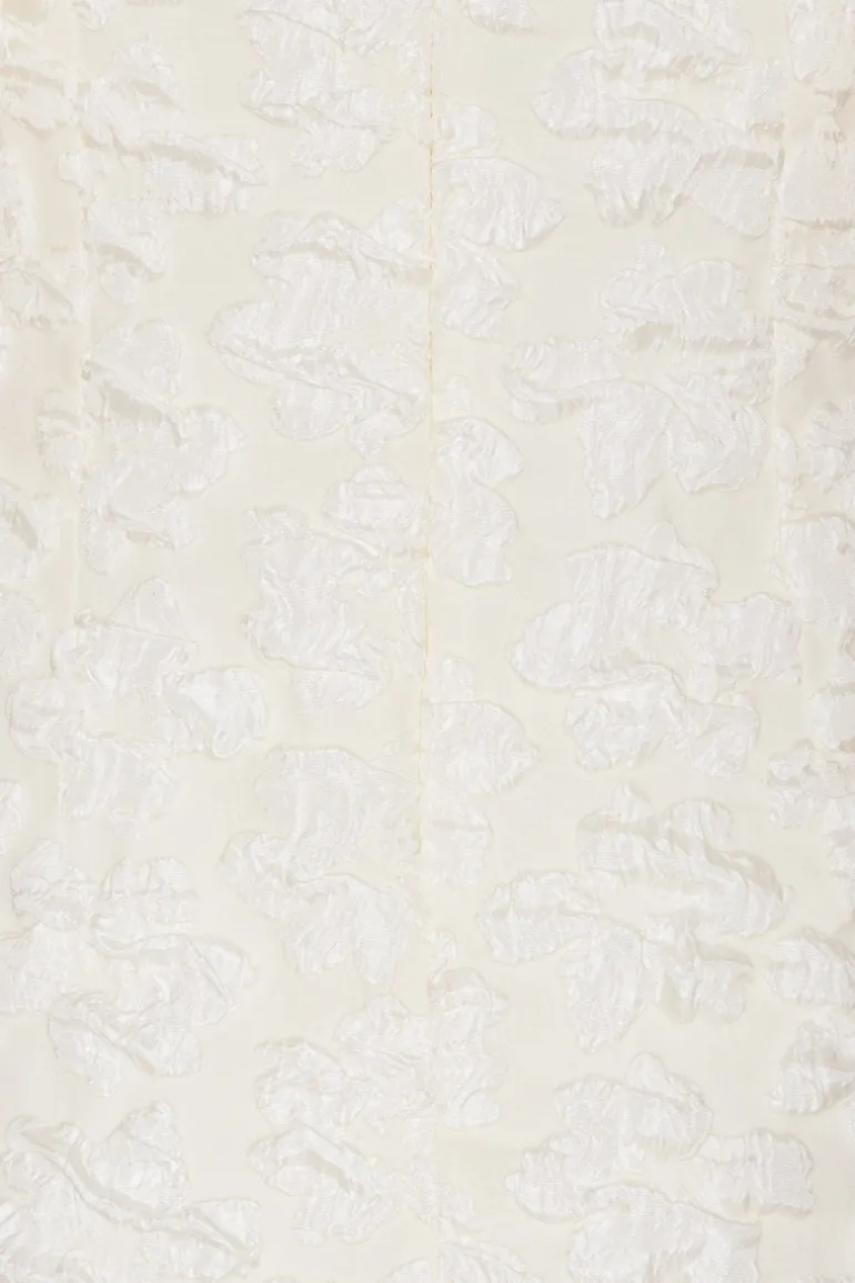 Jacquard Midi Puffy Dress White