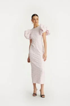 Jacquard Midi Puffy Dress Light Pink