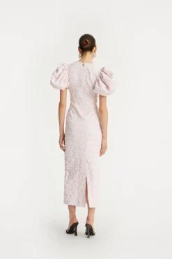 Jacquard Midi Puffy Dress Light Pink