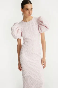 Jacquard Midi Puffy Dress Light Pink