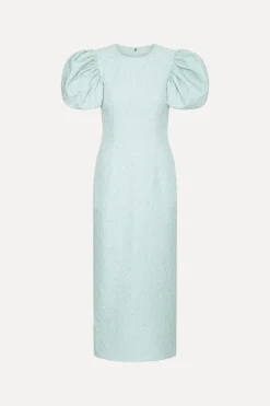 Jacquard Midi Puffy Dress Light Blue