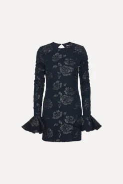 Jacquard Mini Dress Dark Blue
