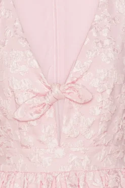 Jacquard Puff Sleeve Top Light Pink