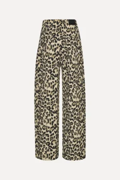 Jacquard Wide Leg Jeans Leopard Print