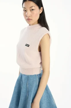 Knit Cropped Vest Light Pink